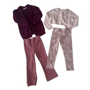 Old Navy Childrens Place HM Girls 2T Cardigan Leggings Bundle Burgundy Pink 4pc